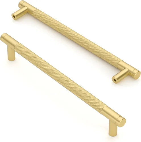 Miniatura 19 de Asidrama - Paquete de 10 tiradores para gabinete de 3 pulgadas (76mm) de color negro mate y bronce champán, manijas estriadas para gabinete