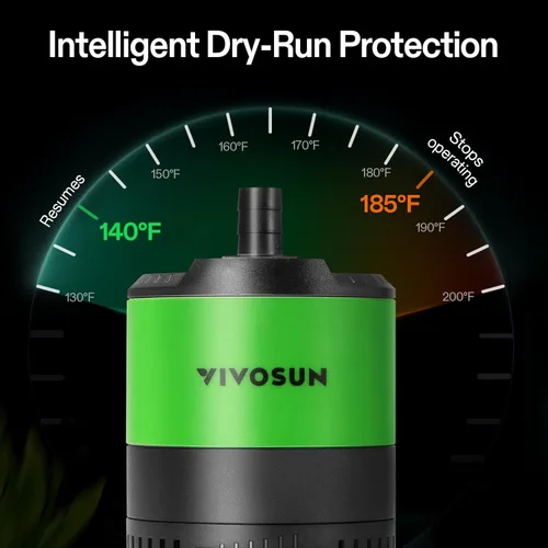 Miniatura 5 de VIVOSUN Bomba de agua sumergible de 400 GPH de 20 W, con flujo de agua ajustable, tubo de 4.9 pies, eje de cerámica adicional y adaptadores