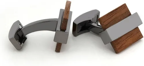 Miniatura 5 de Mr.Van Gemelos de madera natural para hombre, hechos a mano, cuadrados, de madera, juego de gemelos clásicos, regalo de negocios de boda para hombres
