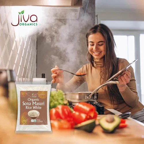 Miniatura 6 de Jiva Organics - Arroz orgánico Sona Masoori de 10 libras de calidad premium, origen indio, arroz de grano corto, todo natural y sin OMG (10 libras)