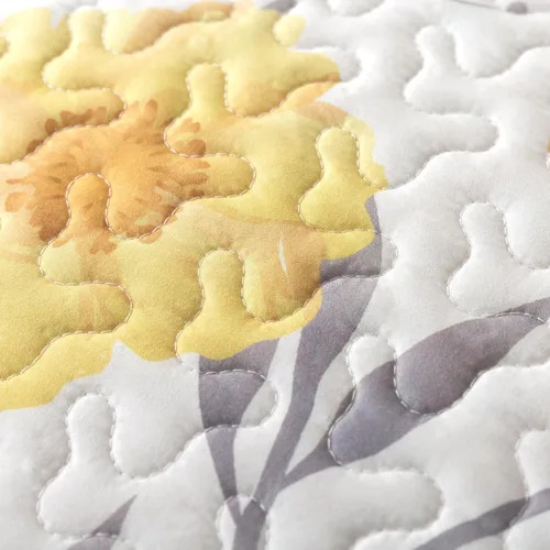Miniatura 6 de Soul & Lane May Flowers - Juego de edredón gris y amarillo, tamaño individual con 1 funda, colcha acolchada floral ligera de verano, ropa de cama
