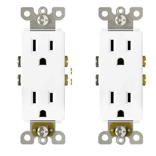 Miniatura 18 de ThunderWay Toma de corriente decoradora con placa de pared, toma eléctrica no resistente a manipulaciones, 15 amperios/125 V, autoconectada