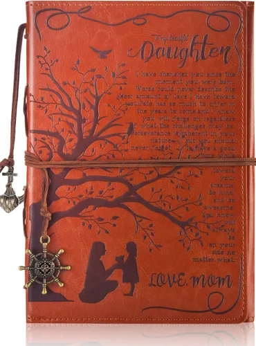 Diario de Escritura de Cuero de Regalo Para Mi Hija de Mamá con Citas Inspiradoras - Diario Personal Retro del Árbol de la Vida Artificial de