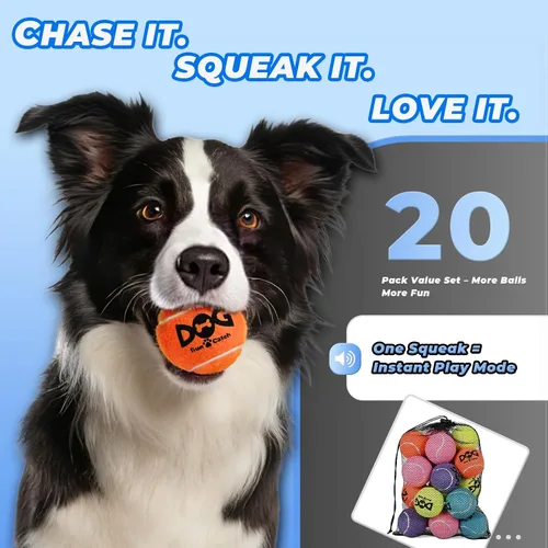 Miniatura 4 de INSUM Pelotas Chirriantes para Perros - Pelotas de Tenis Chirriantes para Perros, Amarillo Mediano - 6.35 cm, 20