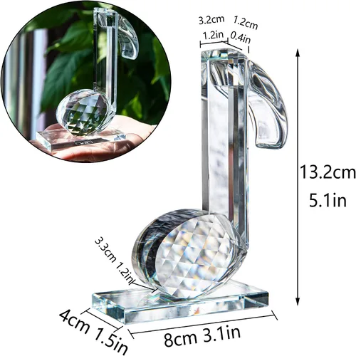 Miniatura 2 de QFkris Figurillas de Corchea de Cristal de 5'' de Altura Coleccionables Escultura Musical de Vidrio Estatua para Hogar Piano Guitarra Regalos