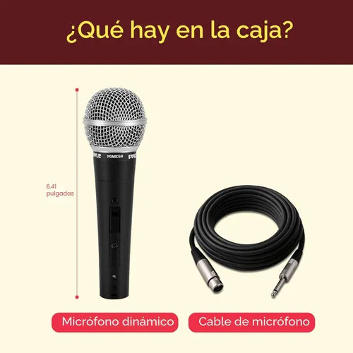 Miniatura 2 de Pyle PDMIC59 - Micrófono vocal dinámico profesional, micrófono de mano dinámico cardioide unidireccional con interruptor de encendido/apagado