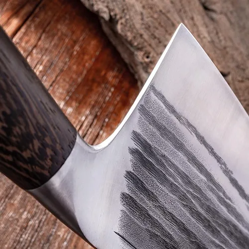 Miniatura 5 de Cuchillo de carnicero de carne, cuchillo forjado a mano, corte de huesos, acero de alto carbono, cuchillo de carnicero de carne resistente, cuchillo