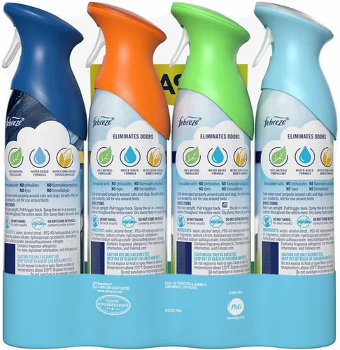Miniatura 2 de Febreze Air - Paquete surtido de ambientador y eliminador de olores en aerosol, aromas Original Gain Scent, Linen & Sky, Hawaiian Aloha y Ocean