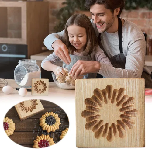 Miniatura 4 de Molde de Galletas de Madera Herramienta de Decoración de Galletas de Madera Moldes de Galletas 3D Molde de Hornear Gracioso Arte de Relieve Navidad