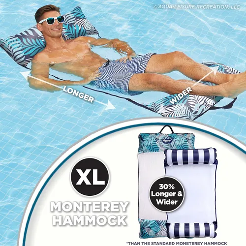 Miniatura 5 de Aqua - Deluxe Monterey - Flotador de alberca y hamaca de calidad de centro turístico 4 en 1, inflable, multiusos, para adultos con material Hamaca