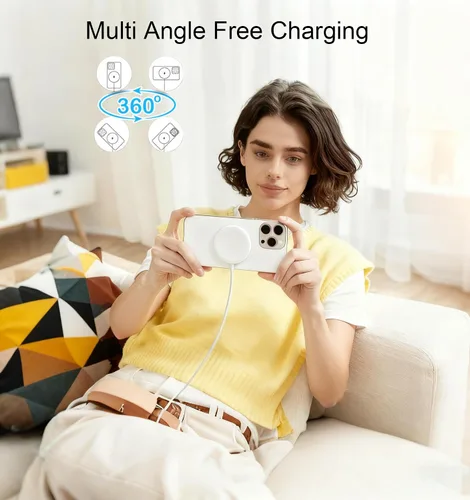 Miniatura 6 de Cargador inalámbrico magnético [certificado Apple MFi], 3.3 pies, 15 W, cargador rápido Apple Mag-Safe con bloque de carga rápida USB C compatible