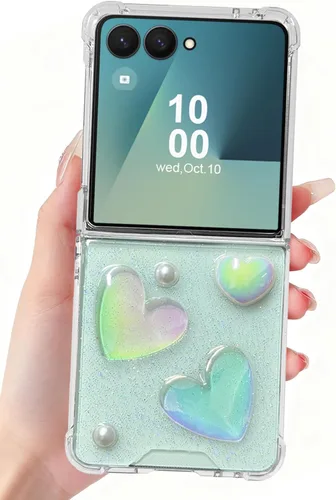 Miniatura 13 de Funda para Samsung Galaxy Z Flip 3 con purpurina, bonita funda transparente con diseño, brillante, reflectante, con destellos, cubierta de teléfono