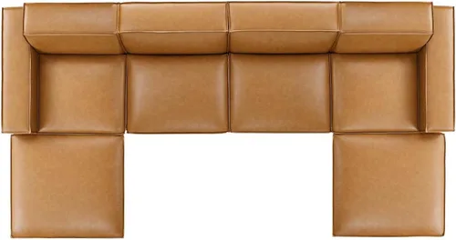 Miniatura 4 de Modway Restore - Sofá seccional de cuero vegano de 6 piezas en color marrón