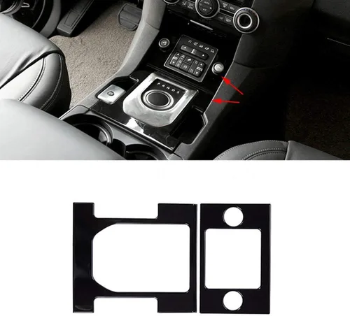 YIWANG Adhesivo ABS cromado para panel de cambio de marchas, 2 unidades, para Land Rover Discovery 4 2012-2017 Accesorios de coche (negro brillante)