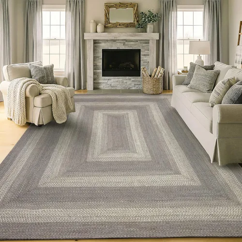 Miniatura 129 de Homespice Alfombras de Área Ovaladas Trenzadas de Yute Denim Azul de 8x10 pies para Sala de Estar, Dormitorio y Comedor. Apto para Mascotas. Estilos