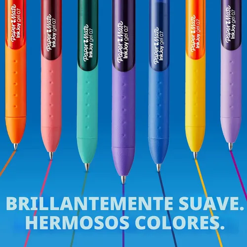Miniatura 4 de Paper Mate InkJoy Bolígrafos de gel negros de punta media (0,7 mm) con empuñadura cómoda, 10 unidades, tinta de secado rápido ideal para una