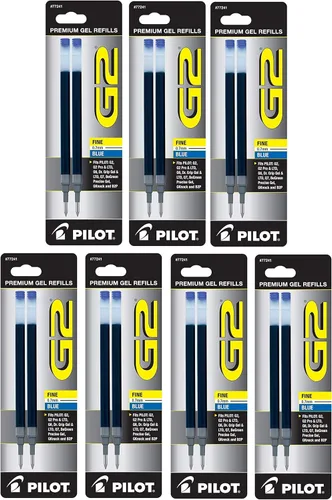 Pilot G2, Dr. Grip Gel/Ltd, ExecuGel G6, Q7 Rollerball Gel - Recambios de tinta de gel, color azul, paquete de 7 (14 repuestos en total)