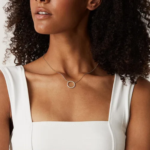 Miniatura 8 de PAVOI 14K Gold Plated Circle CZ Solitaire Necklace Elegant Bezel Pendant Dainty Cubic Zirconia Halo Choker Necklaces for Women