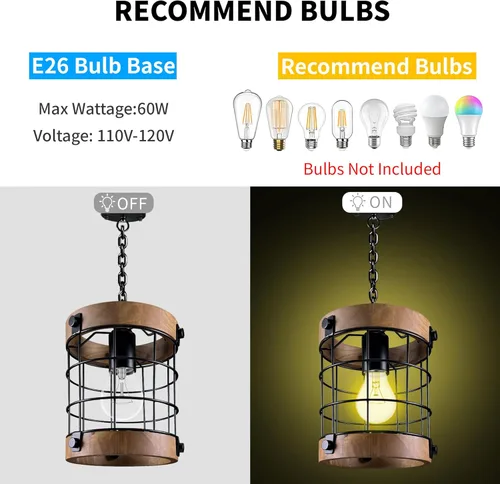 Miniatura 2 de Lámparas colgantes estilo granja, lámpara colgante rústica para cocina, lámparas estilo granja para sobre el fregadero y la entrada, E26, tubo