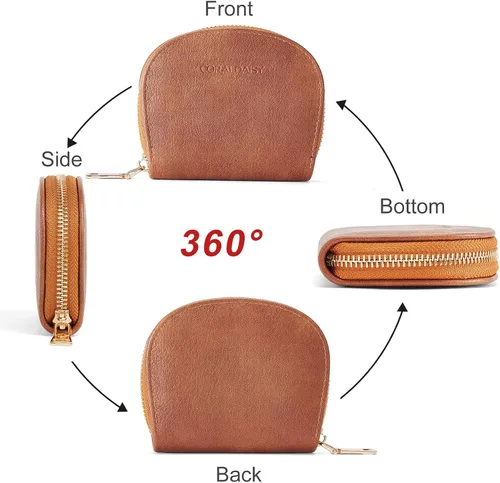 Miniatura 7 de CORALDAISY Cartera de piel vegana con tarjetero para tarjetas de crédito con cremallera, 2- marrón, Mini
