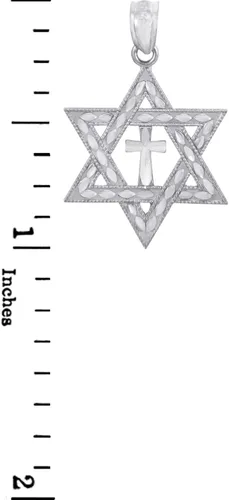 Miniatura 2 de Colgante de plata de ley 925 con colgante de cruz de estrella de David