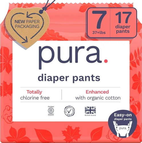 Miniatura 17 de Pura Pantalones de Pañal Hipoalergénicos Talla 9 (48+ lbs) para la Noche, hasta 12 Horas de Protección contra Fugas, Adecuados para Piel Sensible