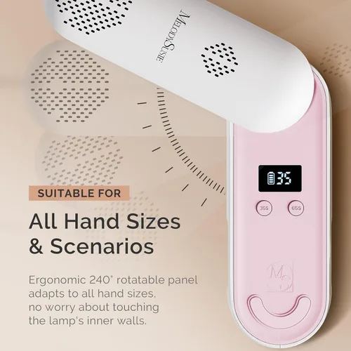 Miniatura 7 de MelodySusie P-PLUS20F - Lámpara de uñas compacta inalámbrica con innovador panel giratorio y diseño de protección UV, la luz UV recargable cura