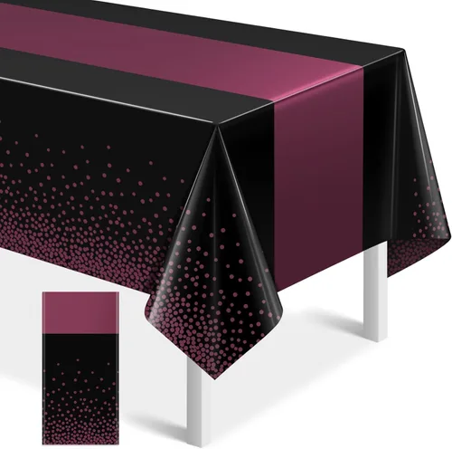Miniatura 47 de MASHAN 1 mantel negro y azul para decoración de fiesta, mantel de plástico negro impreso azul, funda rectangular desechable para cumpleaños, boda