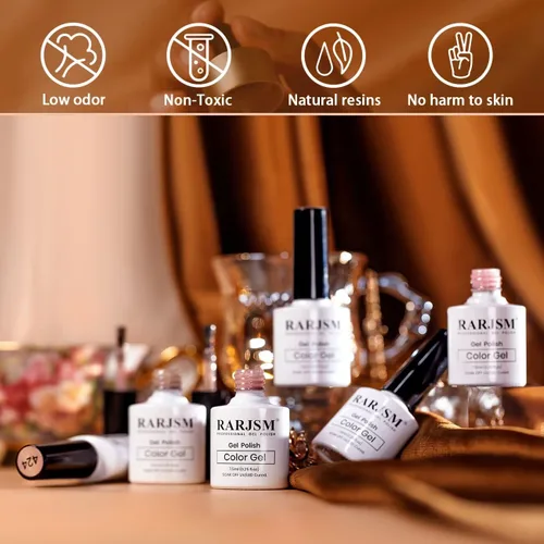 Miniatura 2 de RARJSM Juego de 6 esmaltes de gel con purpurina color nude, rosa pálido, gelatina lechosa, cachemira, rosa, beige, albaricoque, marrón champán