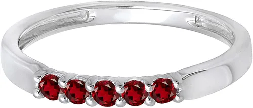 Miniatura 18 de Dazzlingrock Collection Anillo de boda redondo de 5 piedras preciosas o diamantes para mujer en oro macizo de 10 K/14 K/18 K