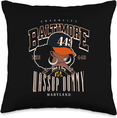 Maryland Flag-Inspired Afro Design Throw Pillow