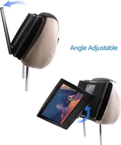 Miniatura 3 de Hikig Soporte para reposacabezas para reproductor de DVD, soporte portátil para reposacabezas de asiento trasero de automóvil, giratorio y abatible