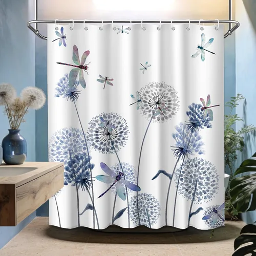 Miniatura 69 de Cortina de ducha floral para primavera y verano, flores silvestres, flores y mariposas, decoración de baño, tela impermeable con ganchos, 70