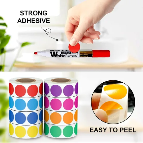 Miniatura 6 de Misofuki 4000 PCS Calcomanías de Precio de Venta de Garaje de 3/4" en Rollos para Oficina Aula Estudiante, 8 Colores Calcomanías de Precio de Venta