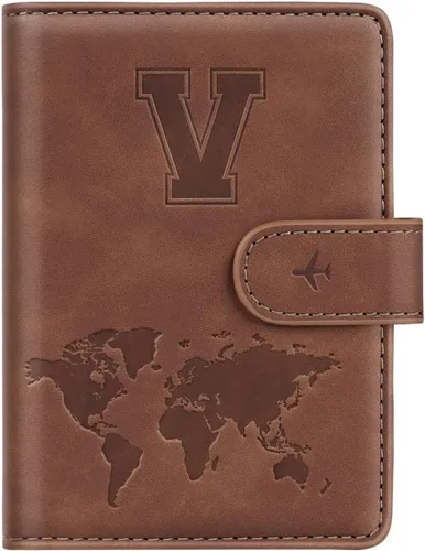 Miniatura 64 de Funda para Pasaporte Personalizada con Letra de la A a la Z, Billetera de Viaje con Bloqueo RFID, Funda para Pasaporte, Estuche para Pasaporte