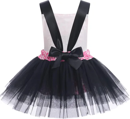 Miniatura 31 de IBTOM CASTLE Vestido de princesa tutú para niña pequeña con estampado de leopardo, dona, ratón, vestido de princesa con funda para pañales, conjunto