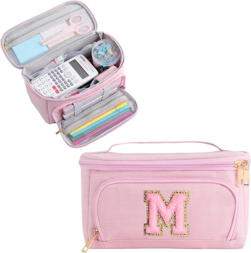 Miniatura 17 de YOOLIFE Estuche para lápices con inicial, suministros de regreso a clases, estuche para lápices, bonito regalo portátil para oficina, escuela