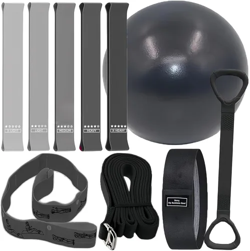 Miniatura 10 de Juego de Pilates – Equipo de Pilates para el hogar para mujer, kit con Círculo Mágico Anillo de Pilates y juego de pelotas, bandas de resistencia &