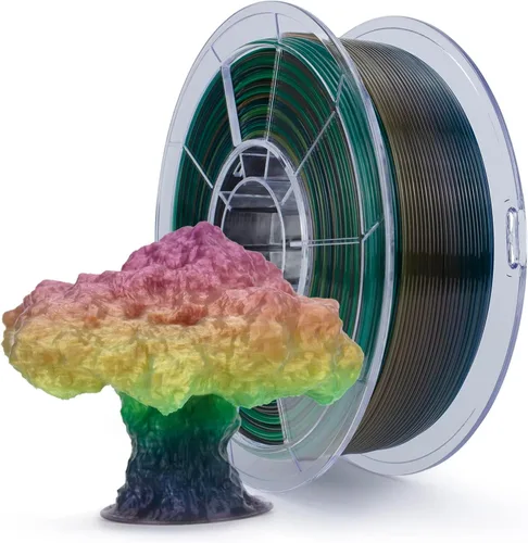 Miniatura 21 de ZIRO - Filamento PLA para impresora 3D de 0.069 pulgadas, filamento sedoso brillante multicolor para impresora 3D, cambio gradual de color PLA