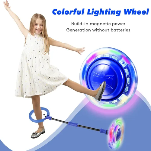 Miniatura 4 de Ankle Skip Ball for Kids, Girls Toys Age 5 6 7 8 9 10 Years, Birthday Gift for Girls and Boys, Foldable Colorful Flash Wheel Skip Ball, Sports Azul