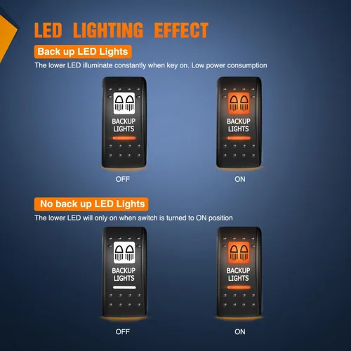 Miniatura 3 de Nilight - Interruptor basculante de luces de respaldo para UTV, encendido/apagado, interruptor de barra de luz LED de 5 pines SPST