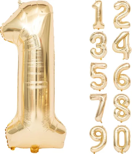 Miniatura 145 de Globos de helio de 40 pulgadas con dígitos dorados para fiesta de cumpleaños., Número 0, 40 pulgadas, número 0 oro 7