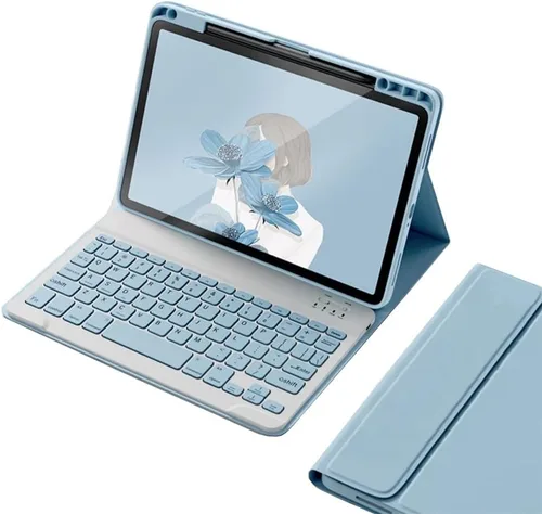 Miniatura 14 de kaitesi Funda para teclado para iPad 9ª 8ª 7ª generación 10.2/ Air 3ª generación Pro 10.5, cubierta inteligente de folio inteligente con teclado