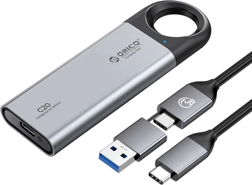 Miniatura 9 de ORICO SSD externo de 256 GB, velocidad ultrarrápida de 460 MB/s, disco duro externo con diseño de gancho para colgar, Plug & Play, cable USB-C y A 2