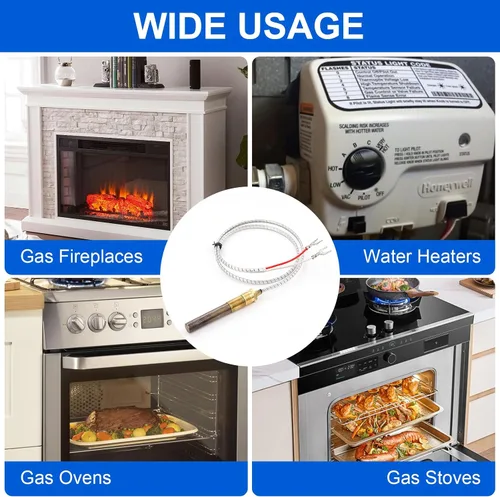 Miniatura 3 de Q313A - Generador de termopila de 36 pulgadas, chimenea de gas natural propano termopila de 750 milivoltios para calentador de agua a gas, chimenea