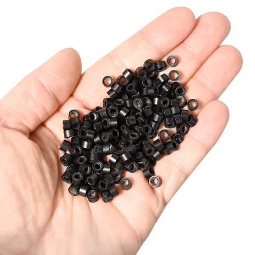 Miniatura 5 de 1000 extensiones de cabello con forro de silicona de 0.197 pulgadas, microenlaces, cuentas de silicona forradas para extensiones de cabello humano