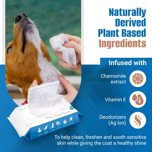 Miniatura 2 de Toallitas para perros para patas y traseros, 600 unidades, 6 paquetes de toallitas para mascotas para perros y gatos, toallitas para cachorros