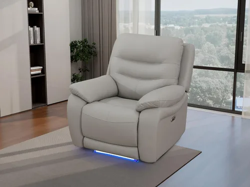 Miniatura 13 de Juego de sofá reclinable eléctrico, seccional de cuero transpirable beige, juego de muebles de sala de estar, 2 piezas, sofá reclinable eléctrico