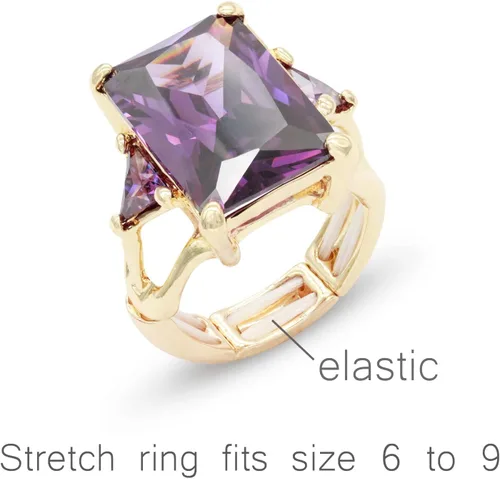 Miniatura 2 de Lavencious Anillos elásticos grandes y brillantes con circonitas cúbicas para mujer, talla 7-9