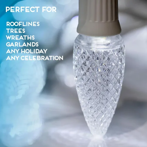Miniatura 9 de Iluminación para fiestas. Repuesto de foco para luces de navidad de LED facetado C9 para tomas E17, nivel comercial con ahorro de energía. Focos